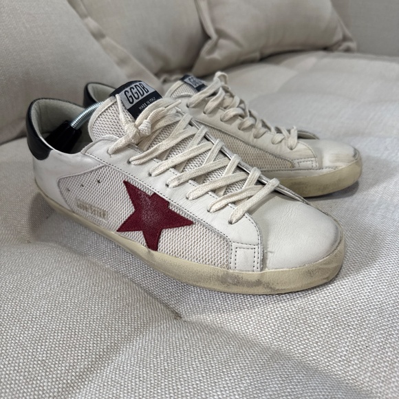 Golden Goose Sneakers Nappa leather in cream color with red suede star. EU45 - Picture 4 of 4